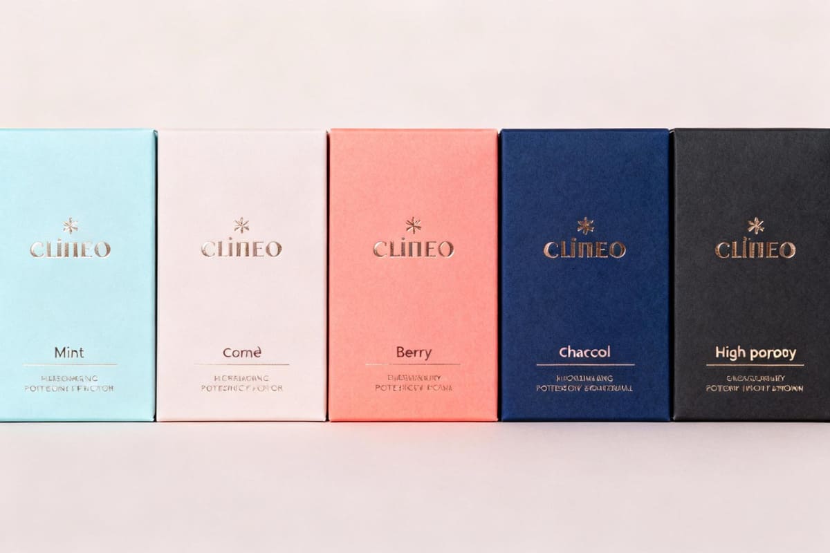 Visual Appeal Strategies for Small Packaging A mood board showing a minimalist design with bold color splashes, elegant fonts, and touches of metallic foil