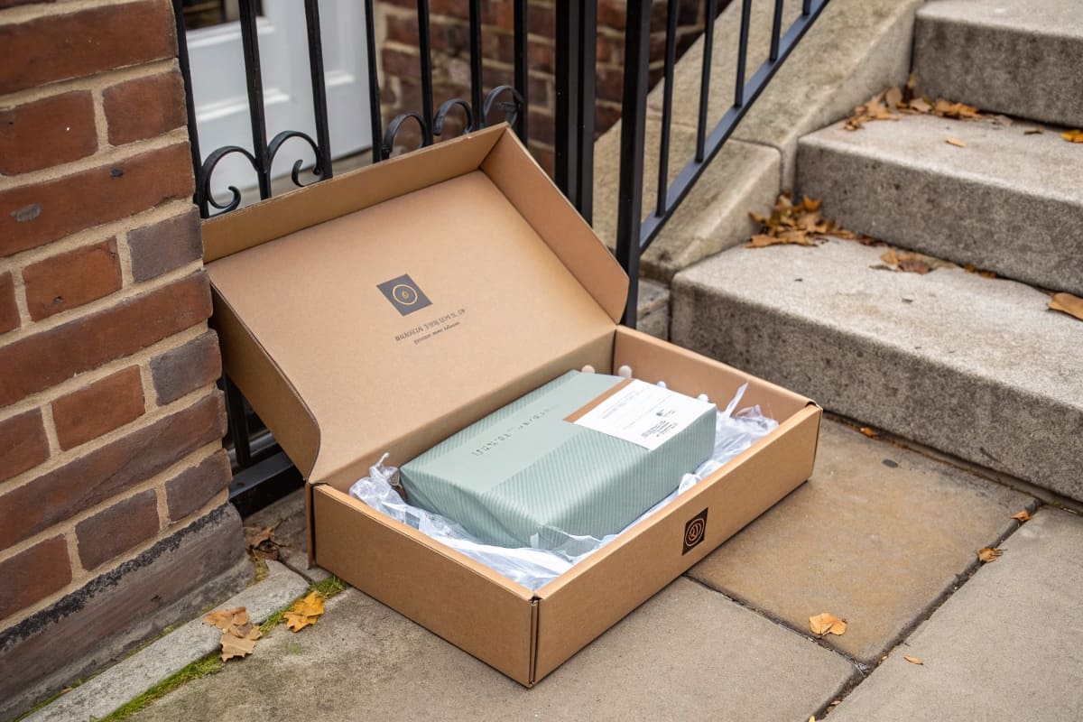 A diagram showing the layers of an unboxing: 1. Outer Box, 2. Tissue Paper/Filler, 3. Product Box, 4. Product Reveal