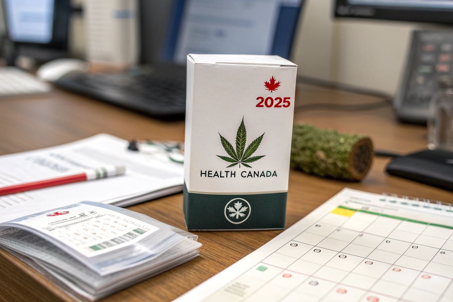 A Canadian cannabis product with the prominent yellow warning label and standardized THC symbol